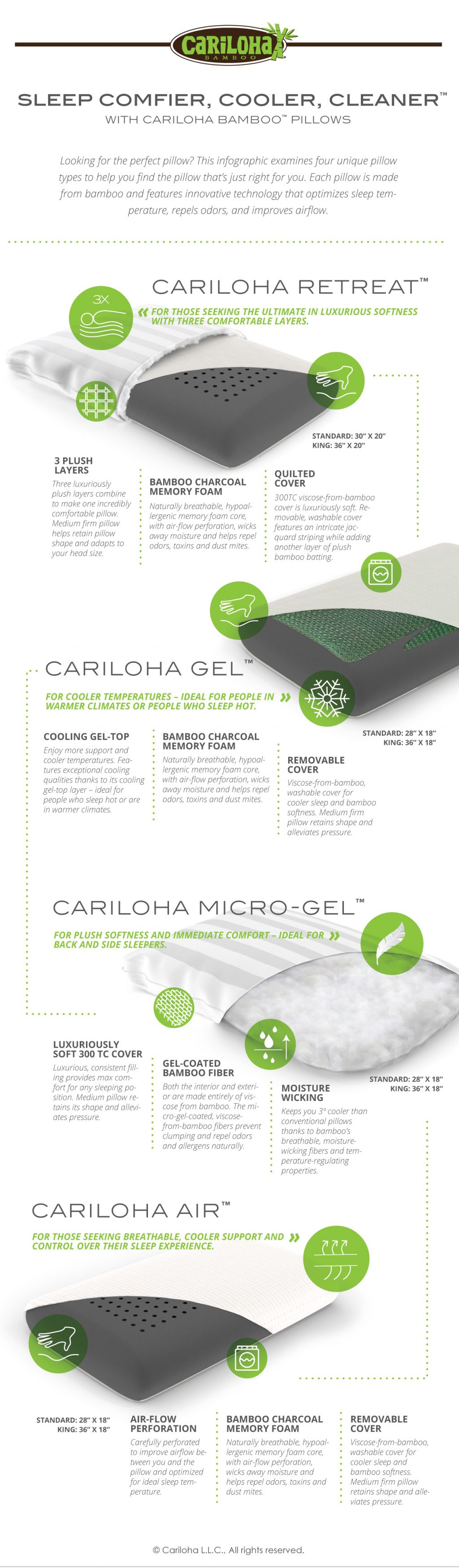 Sleep Comfier, Cooler, Cleaner with Cariloha Bamboo Pillows